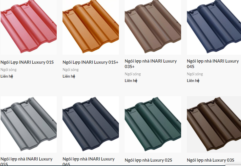 Ngói màu Inari - bảng màu ngói sóng Inari luxury