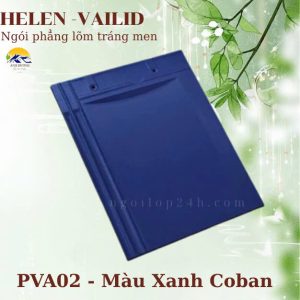 Ngói Phẳng Lõm Tráng Men Cao Cấp HELEN VALID PVA.02 – Màu Xanh Coban Thời Thượng Giới thiệu sản phẩm Ngói phẳng lõm tráng men PVA02 là dòng sản phẩm cao cấp thuộc bộ sưu tập ngói VALID của thương hiệu HELEN. Với thiết kế phẳng lõm hiện đại cùng gam màu xanh côban mạnh mẽ, sản phẩm mang lại nét cá tính độc đáo cho mọi công trình kiến trúc – từ biệt thự cao cấp đến nhà mái Nhật trẻ trung. Ngói phẳng lõm tráng men PVA02 không chỉ đẹp về mặt thẩm mỹ mà còn nổi bật về độ bền, khả năng chống thấm, chống nóng, cách âm và giữ màu lên tới 30 năm nhờ công nghệ tráng men gốm sứ hiện đại bậc nhất.
