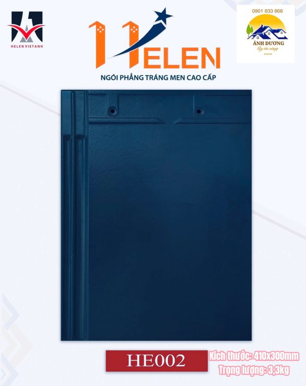 Ngói Phẳng Tráng Men Helen Màu Xanh Cobalt HE02