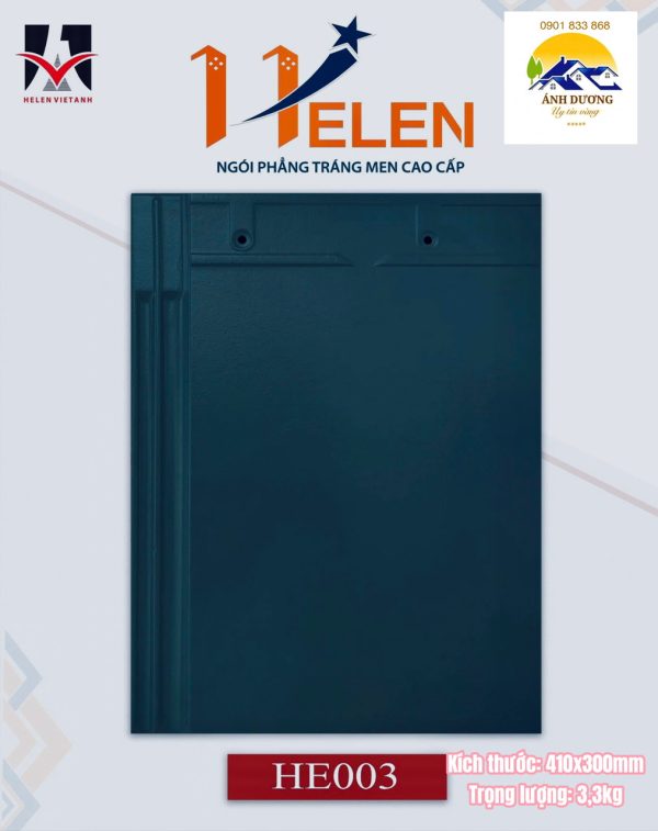 Ngói Phẳng Tráng Men Helen HE03 – Màu Xanh Rêu Tinh tế – Mát mắt – Hợp phong thủy Ngói phẳng Helen HE03 màu xanh rêu là lựa chọn hoàn hảo cho những công trình mang phong cách hiện đại, nhẹ nhàng nhưng vẫn toát lên vẻ sang trọng. Với lớp men cao cấp bóng mịn, màu sắc mát dịu, ngói HE03 mang đến cảm giác thư giãn, hài hòa với thiên nhiên, đồng thời thể hiện gu thẩm mỹ tinh tế của gia chủ.