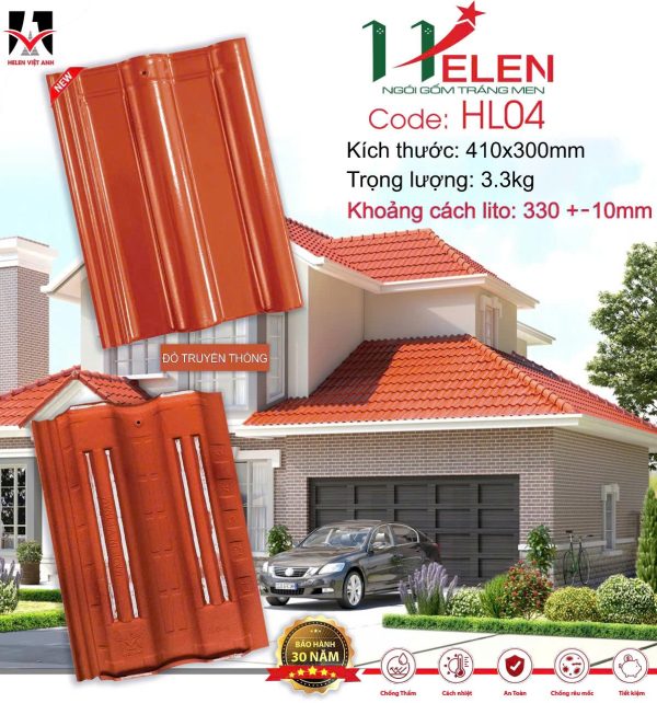 Mái ngói màu đỏ sử dụng ngói men HL04 - Ảnh 6