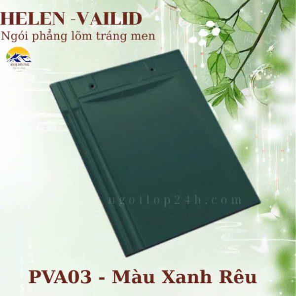 Ngói phẳng tráng men HELEN VALID PVA03 – màu xanh rêu là dòng sản phẩm cao cấp trong bộ sưu tập ngói VALID của thương hiệu HELEN. Với thiết kế phẳng lõm hiện đại cùng sắc xanh rêu thời thượng, sản phẩm mang lại sự cân bằng giữa tính thẩm mỹ, độ bền và công năng vượt trội, phù hợp cho nhiều phong cách kiến trúc từ hiện đại, tối giản đến mái Nhật – mái Thái sang trọng.