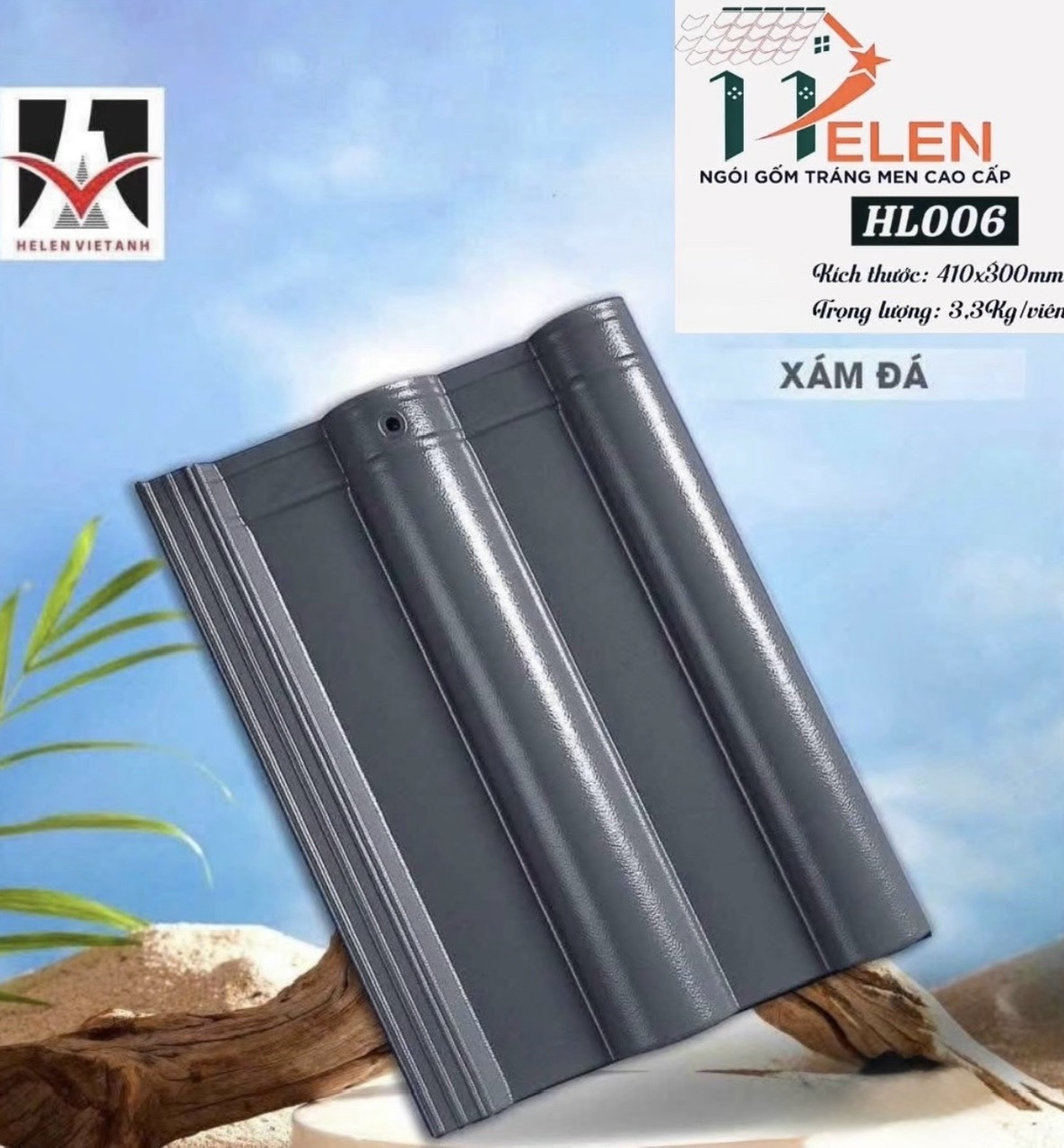 Ngói tráng men màu xám HELEN HL06