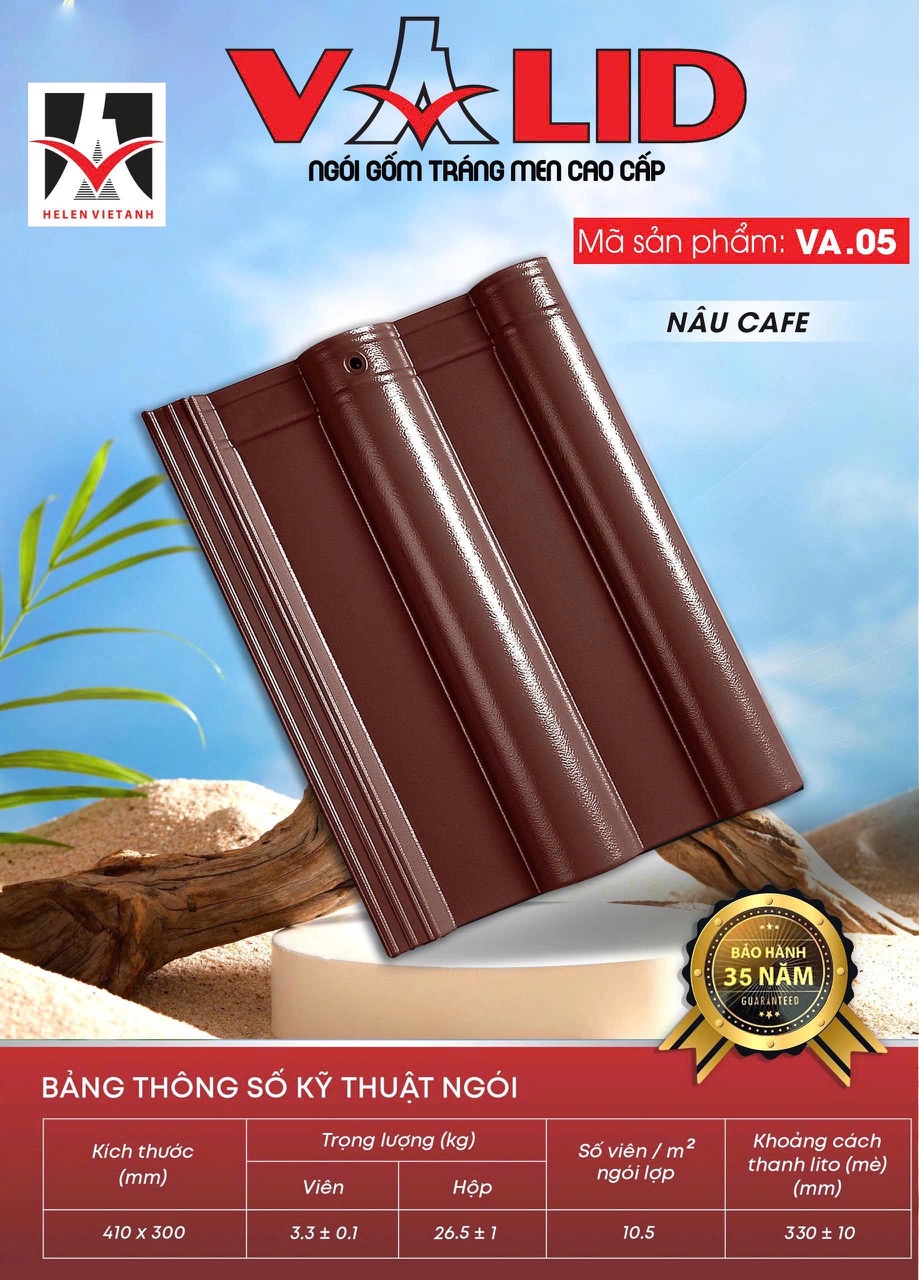 Ngói tráng men HELEN VALID VA.05 - Nâu Cafe