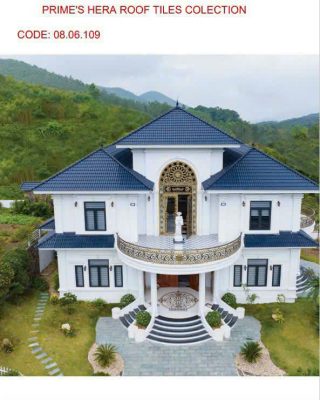 Mái nhà lợp ngói màu xanh coban