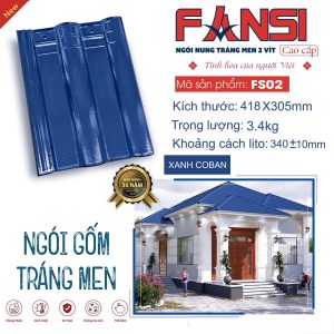 Ngói tráng men cao cấp FANSI FS02 màu xanh coban