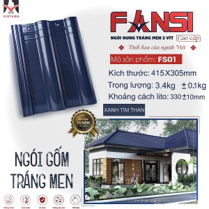 Ngói Tráng Men FANSI FS01 Màu Tím Than – Vẻ Đẹp Tinh Tế Cho Mái Nhà Đẳng Cấp