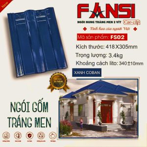 Ngói Tráng Men Cao Cấp FANSI FS02 Màu Xanh Coban – Lựa Chọn Hoàn Hảo Cho Mái Nhà Sang Trọng