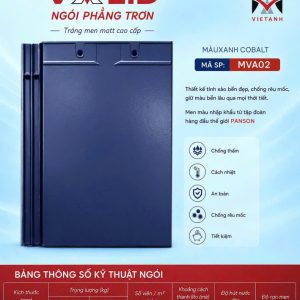 Ngói phẳng tráng men Helen MVA 02 men Matt màu xanh coban mang vẻ đẹp hiện đại, nổi bật và đầy cá tính, là lựa chọn lý tưởng cho những công trình kiến trúc đề cao tính thẩm mỹ, sự khác biệt và nét sang trọng.